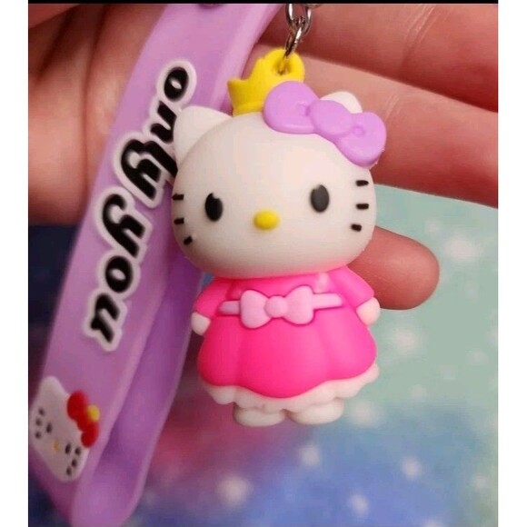 Hello Kitty Crown Wristlet Keychain Purple Rubber Sanrio "Only You" Love - Picture 2 of 4